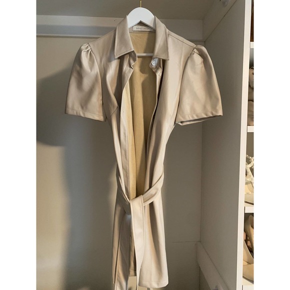 Bishop + Young Shirt Belted Dress Women's S Bone Collared Short Sleeve Button UP - Picture 2 of 5